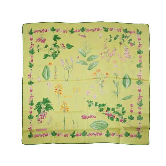Vintage Tiffany & Co. Green Floral, Fruit, Veggie Design Silk Scarf  34.5" - Picture 3 of 5